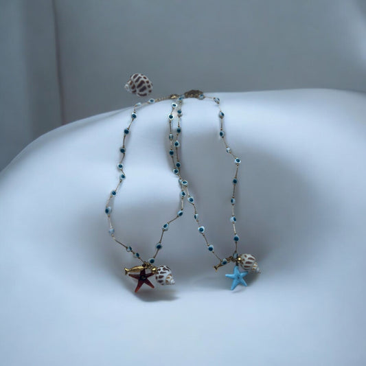 Sea stars and shells necklace